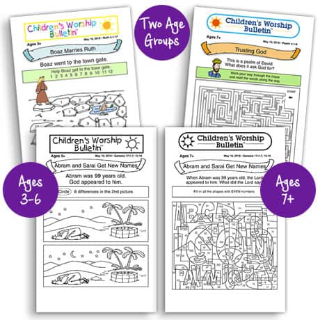 Childrens Worship Bulletins Sample For Two Age Groups