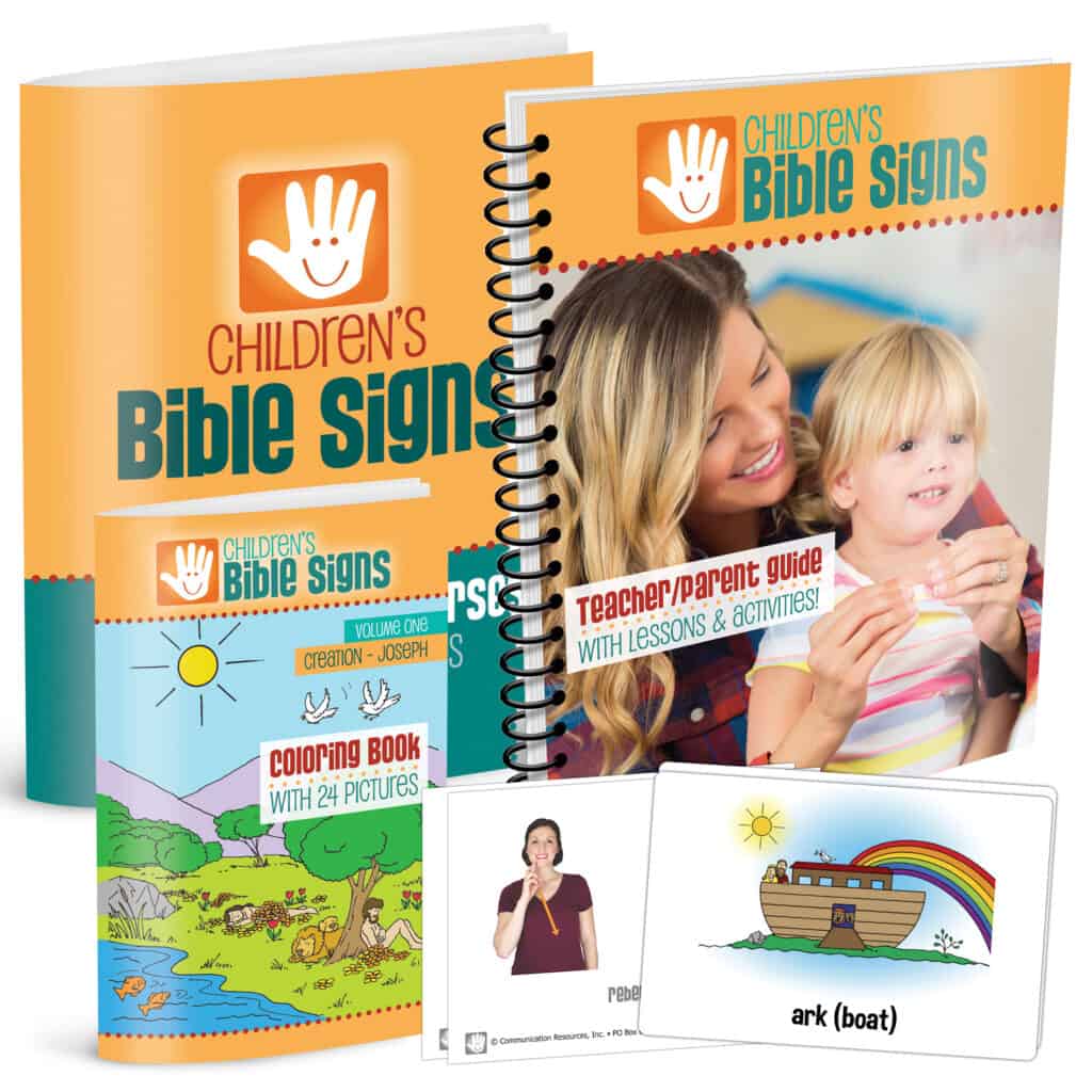 Example image of Children's Bible Signs coloring book, teacher's book, flash cards and memory book