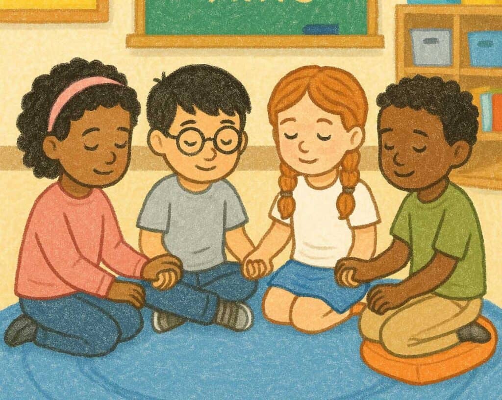 Prayer pals or gratitude circle activity illustration